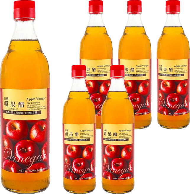 台糖 蘋果醋, 6個, 600ml