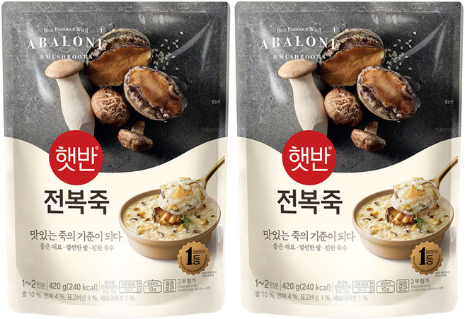햇반 전복죽, 420g, 2개