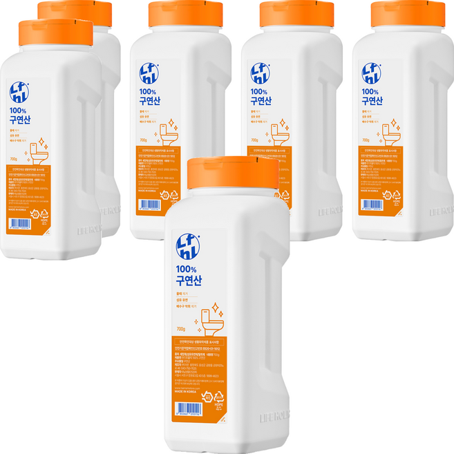 라이프홀릭 100% 구연산, 700g, 6개