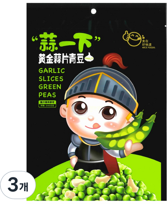 전두 갈릭슬라이스 그린피스 완두콩 과자, 240g, 3개