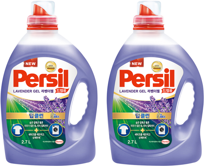 퍼실 라벤더젤 플러스 드럼용 액상세제 라벤더 코튼향 본품, 2.7L, 1개입, 2개