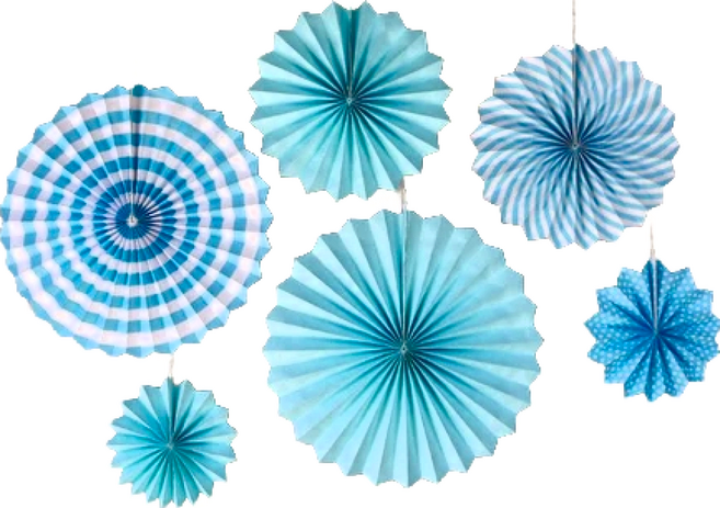 紙扇花 Set 6件 含掛繩 藍 8in(2mex-20cm) 12in(2mex-30cm) 16in(2mex-40cm)