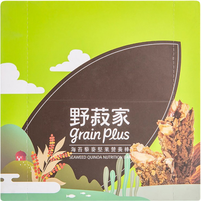grain plus 野菽家 海苔藜麥堅果營養棒, 210g, 1盒