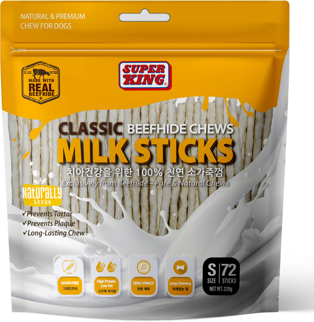 슈퍼킹 클래식 밀크스틱 72p, 220g, 1개, 혼합맛(소가죽/우유)