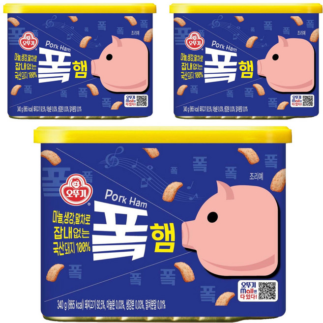 오뚜기 폭햄, 340g, 3개