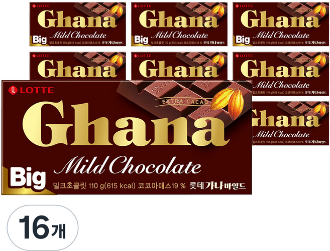 가나 빅 밀크 초콜릿, 110g, 16개