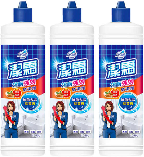 farcent 花仙子 潔霜S浴廁強效清潔劑 潔淨杏香, 1050g, 3瓶