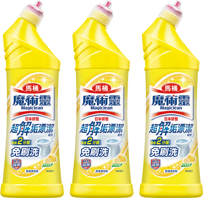 Kao 花王 Magiclean 魔術靈 台灣公司貨 殺菌瞬潔 馬桶清潔劑 檸檬香, 500ml, 3瓶