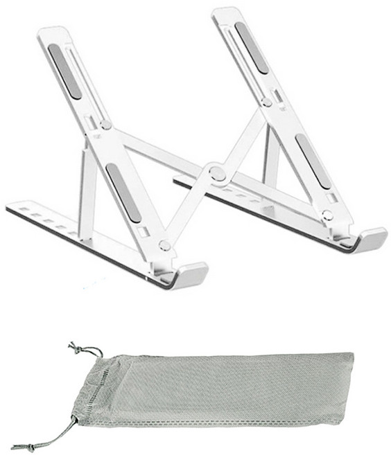 Home Planet 可折疊便攜型鋁合金筆電支架 附收納袋, 金屬灰, 1個