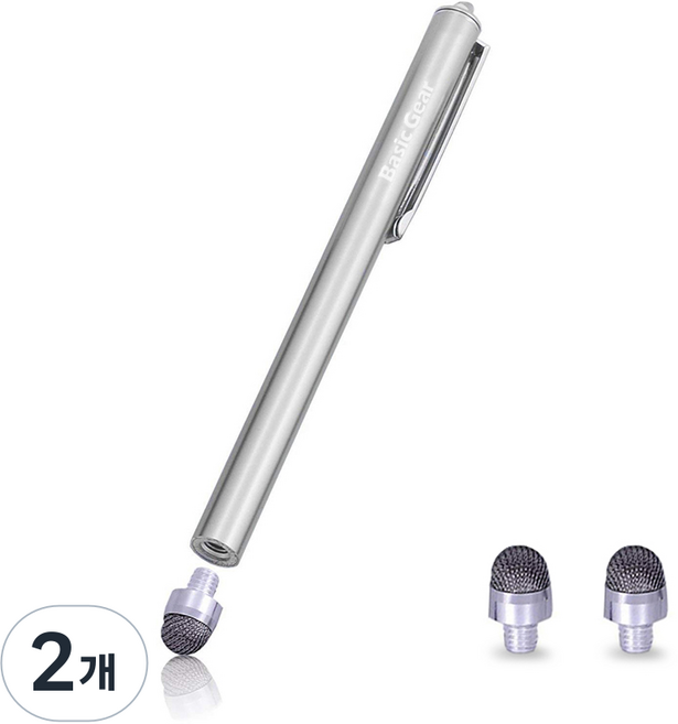 베이직기어 마이크로 터치펜, 실버, 2개
