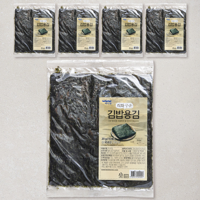 바다원 직화 구운 김밥용김 10개입, 5개, 20g