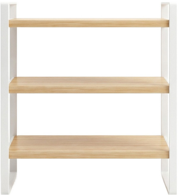 앞날창창 인테리어 책상위 수납 정리 선반, 화이트월넛, 3단