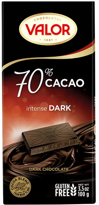 西班牙 VALOR 70%純黑巧克力片, 100g, 1片