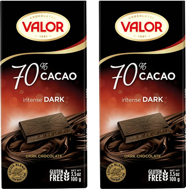西班牙 VALOR 70%純黑巧克力片, 100g, 2片