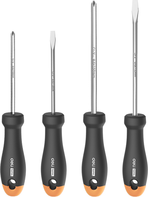 델리 툴즈 홈시리즈 일자 십자 드라이버 4종 옐로우 HT1004C, 1세트