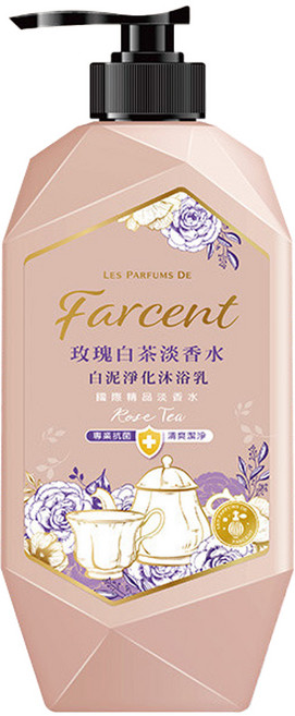 LES PARFUMS DE Farcent 白泥淨化沐浴乳 玫瑰白茶, 1kg, 1瓶