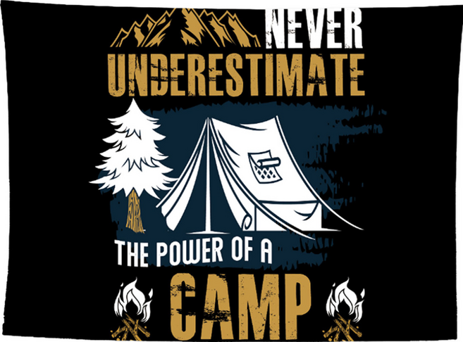 Wild Peak 野峰 露營美學風格掛布 室內外都適用, A款 黑色