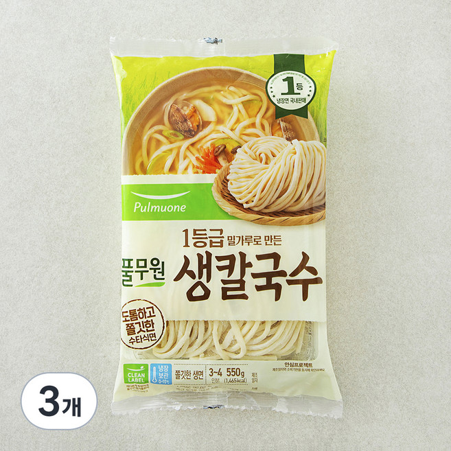 풀무원 생칼국수 4인분, 550g, 3개