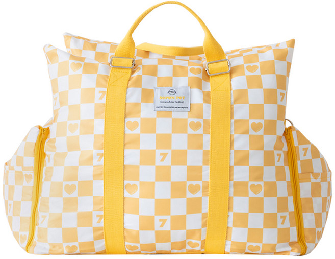 세븐펫 반려동물 구름 카시트, 옐로우 체커보드, 1개