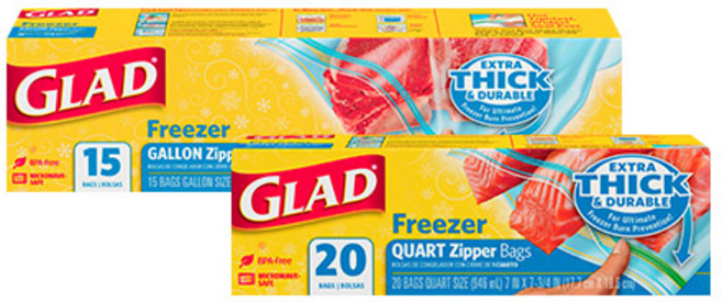 글래드 4중 지퍼백 냉동용 중형 + 대형 세트, 혼합, 1세트