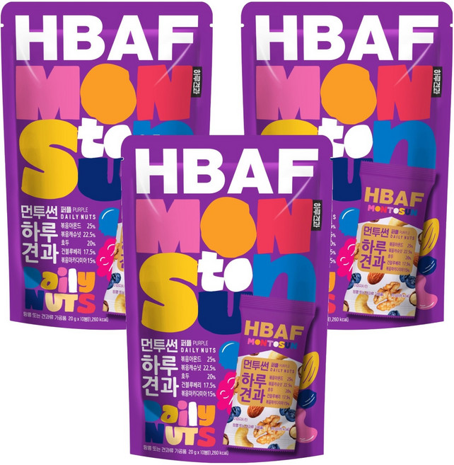 바프 먼투썬 하루견과 퍼플, 200g, 3개
