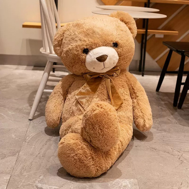 soonZAM Love Smile Bear 大型蝴蝶結熊玩偶, 棕色, 1個, 140cm
