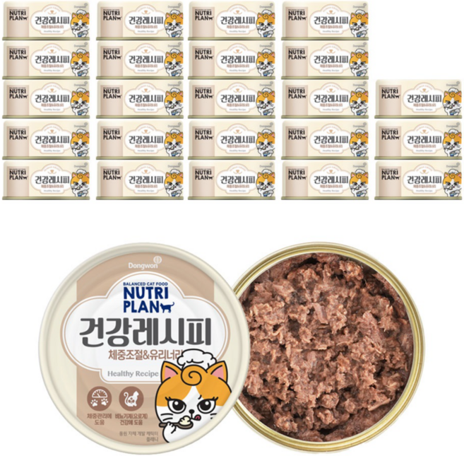 동원뉴트리플랜 고양이 건강레시피 간식캔, 체중조절 앤 유리너리, 90g, 24개