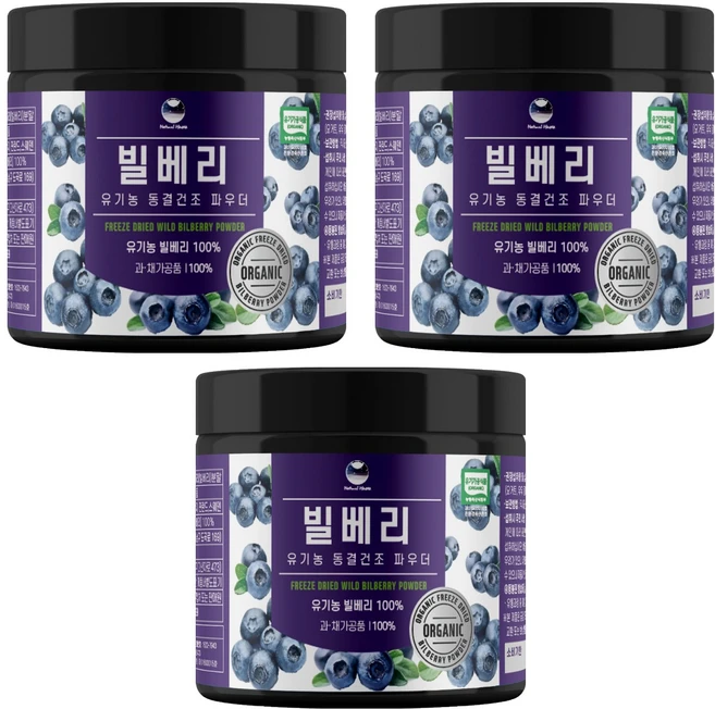 해나식품 유기농 동결건조 와일드 빌베리 분말, 100g, 3개 - 쿠팡