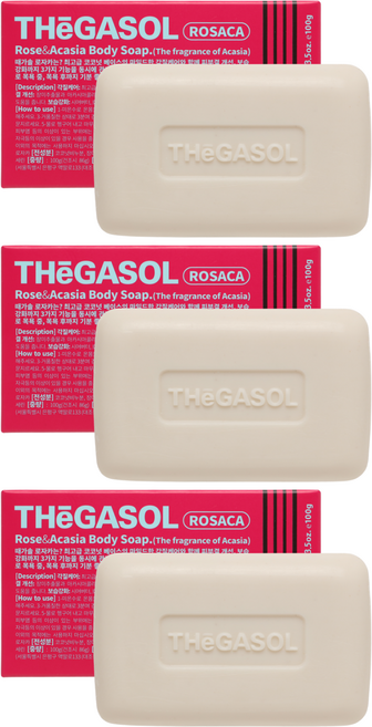 때가솔 로자카 때밀이 각질제거 목욕비누 아카시아향, 100g, 3개입
