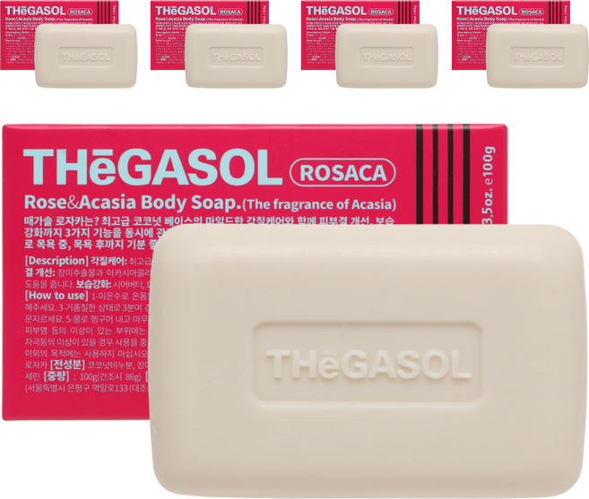 때가솔 로자카 때밀이 각질제거 목욕비누 아카시아향, 100g, 5개입