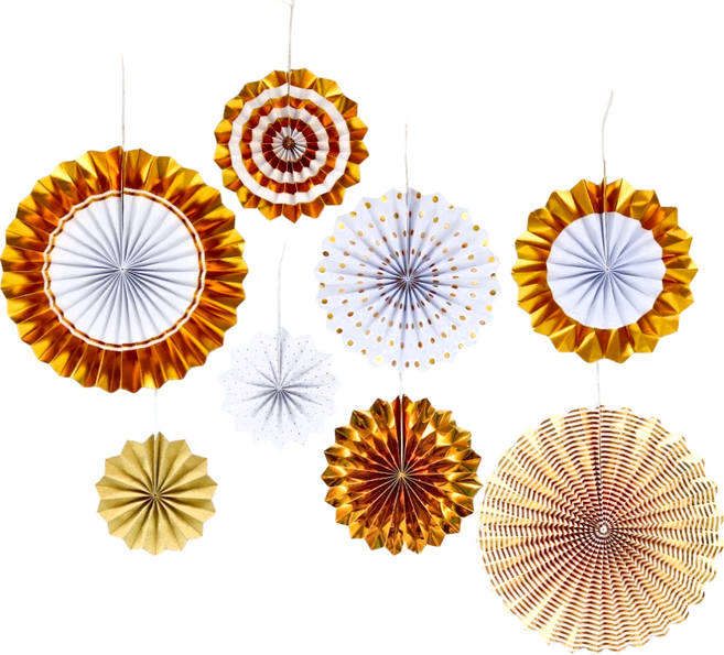 紙扇花八件, 燙金