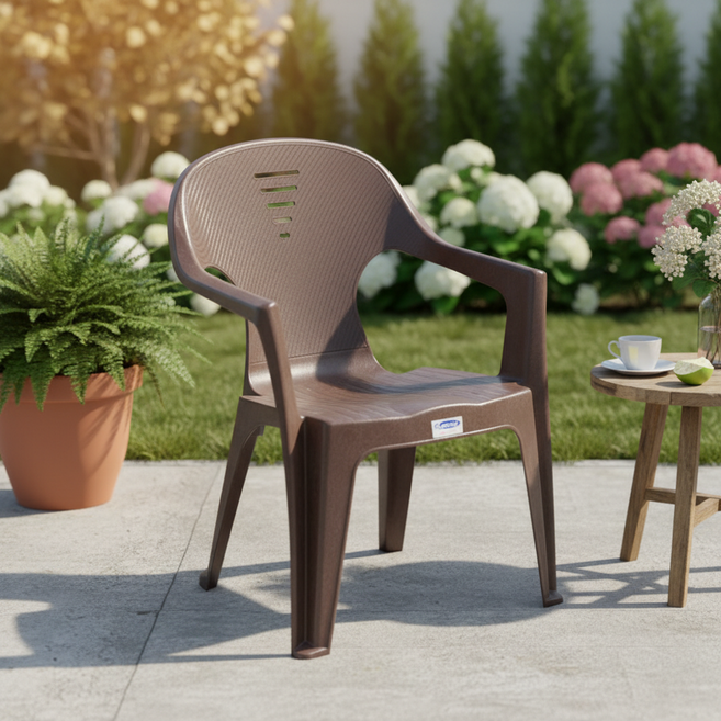 KEYWAY 聯府 卡地亞休閒椅 RC536-1 587 x 575 x 825mm, 1個, 咖啡色