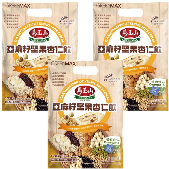 馬玉山 亞麻籽堅果杏仁飲 12包, 336g, 3袋