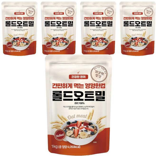 대구농산 건강한밥상 간편하게 먹는 영양한컵 롤드오트밀, 1kg, 5개