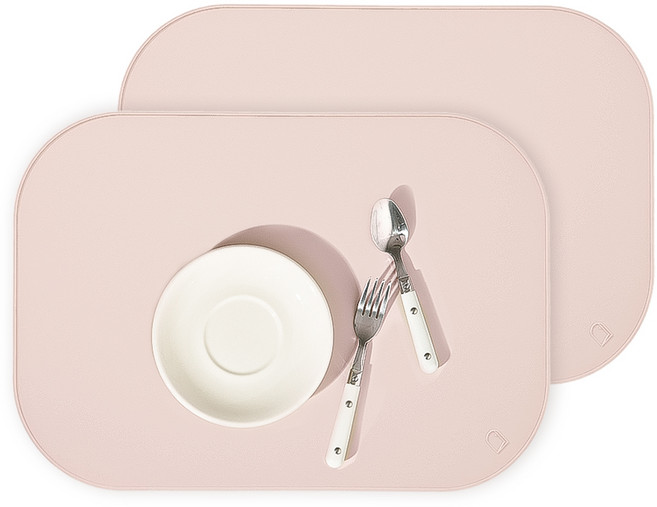 하루의공간 라운드 실리콘 식탁 매트, 연핑크, 43 x 30cm, 2개