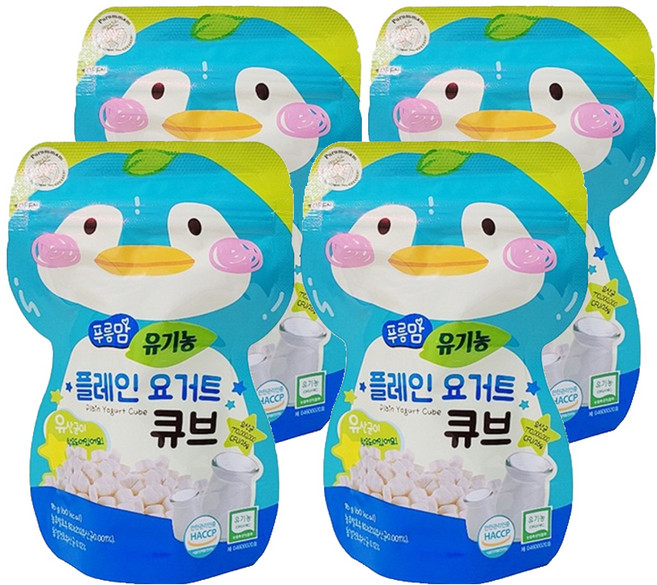 오가닉스토리 푸름맘 유기농 요거트 큐브, 4개, 플레인 요거트맛, 16g