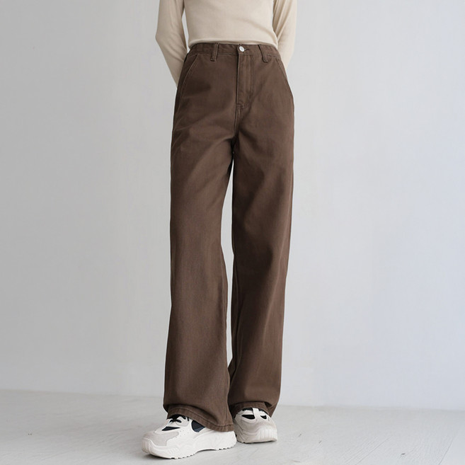 앤드스타일 여성용 숏/기본/롱 기장 딱맞진 No8 트윌코튼 절개 인밴딩 와이드 팬츠 264397