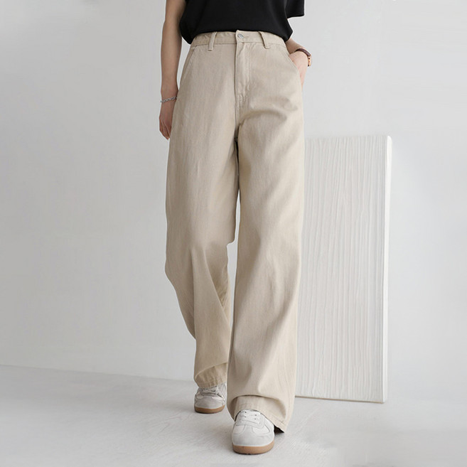 앤드스타일 여성용 숏/기본/롱 기장 딱맞진 No.8 트윌코튼 절개 인밴딩 와이드 팬츠 264397