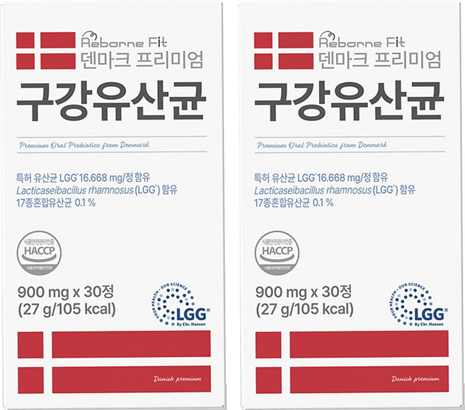 리본핏 덴마크 프리미엄 구강유산균, 30정, 2개
