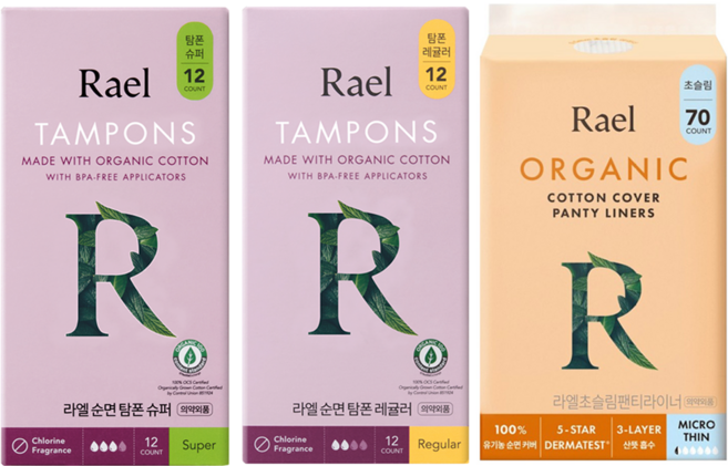 라엘 순면 탐폰 슈퍼 12개입 + 레귤러 12개입 + 초슬림 팬티라이너 70개입, 1세트, 12 COUNT, Super, Regular