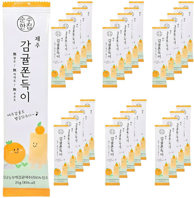 순수한집 제주 감귤 쫀득이, 375g, 2개