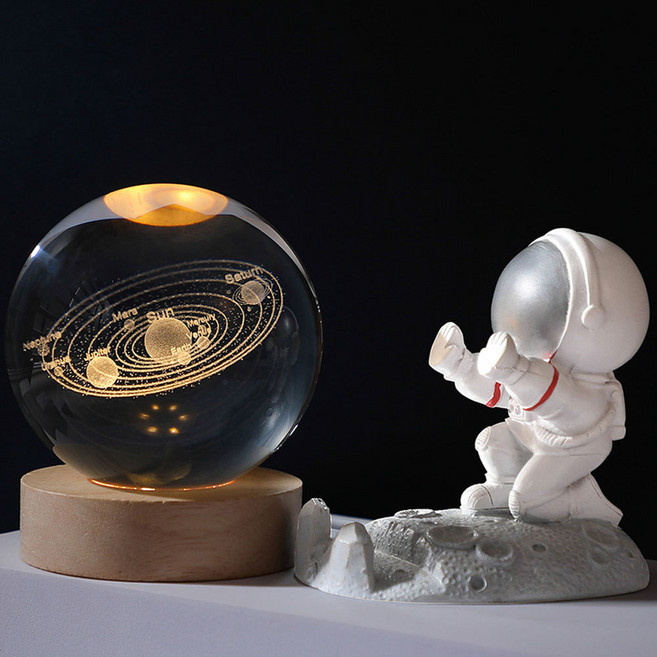 LED水晶球氣氛燈 圓形球 8cm + 手機支架組合, 太陽