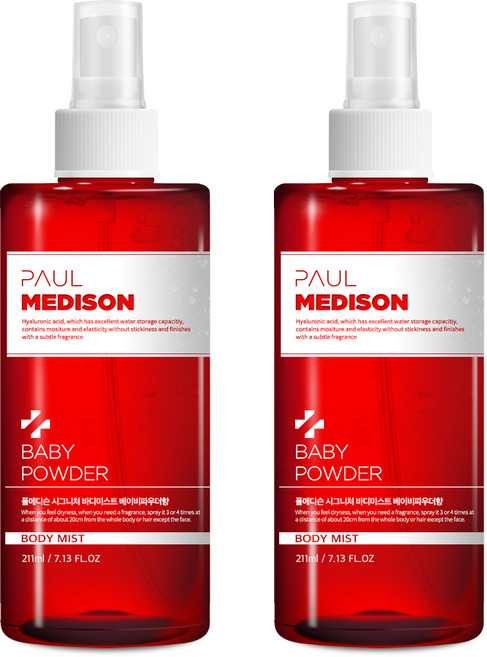 폴메디슨 시그니처 바디미스트 베이비파우더향, 211ml, 2개