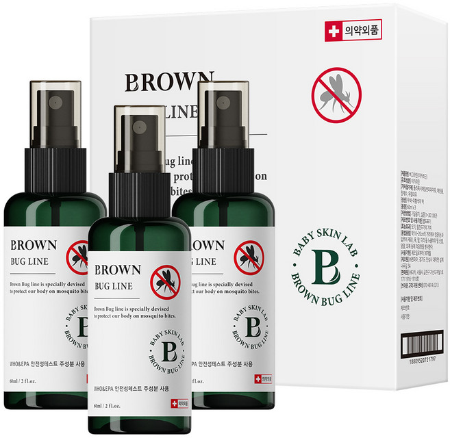 브라운 버그라인 벌레 모기기피제 스프레이, 60ml, 3개