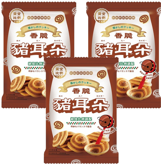 黃金比例 古早味豬耳朵, 3個, 110g