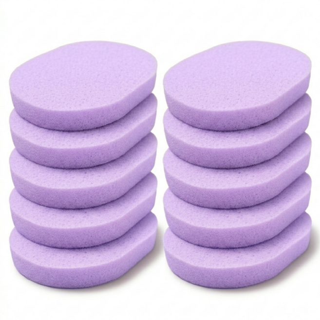 엘로브 클렌징 세안 해면 스펀지 15mm, 10개, 퍼플