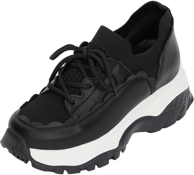 제이슈 소가죽 키딘 플랫폼 니트 키높이 스니커즈 6cm