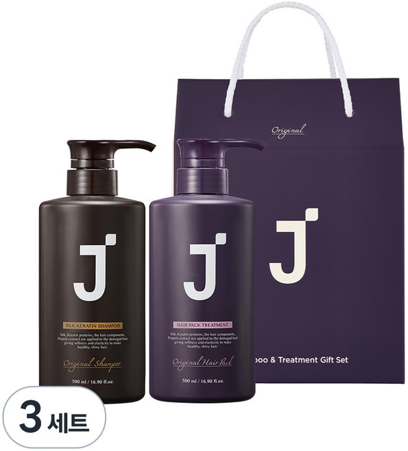 제이숲 실크 케라틴 단백질 샴푸 + 헤어팩 트리트먼트 세트, 3세트