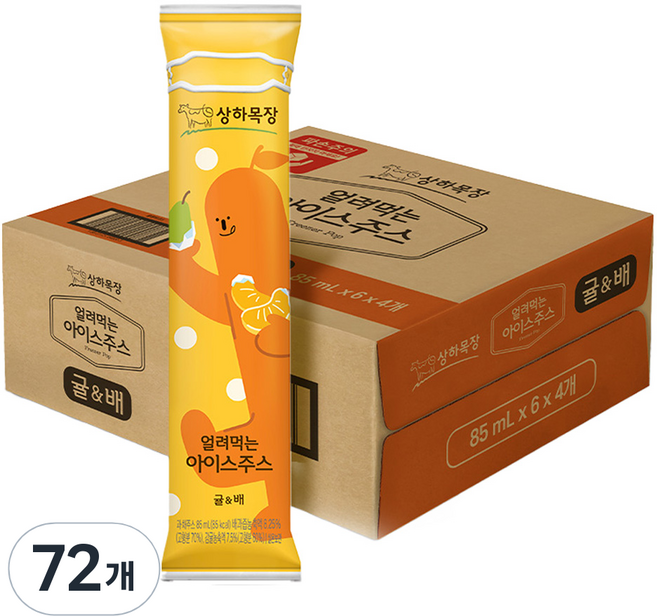 Maeil Sangha Farm 冷凍冰淇淋 橘子 梨子, 85ml, 72個