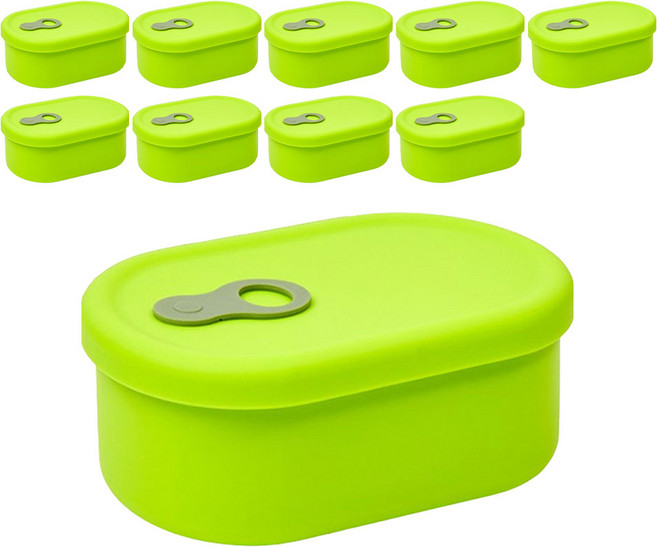 심볼라 실리팝 스팀홀 실리콘 팩 전자레인지 용기 그린애플, 10개, 200ml